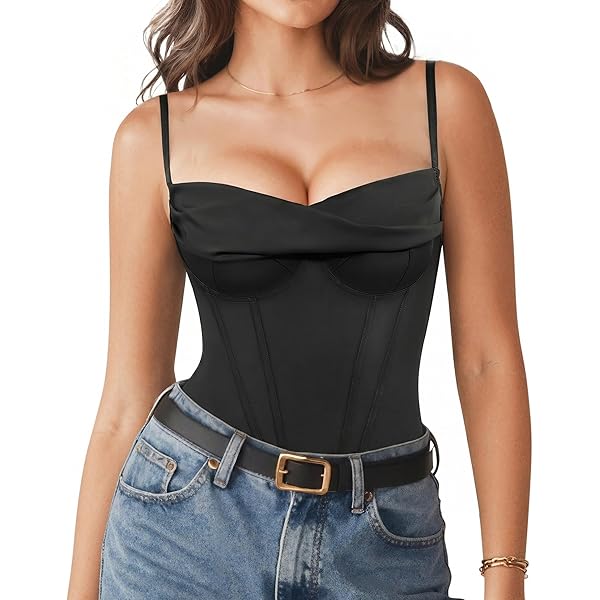 Amazon.com: Popilush Leopard Print Tops for Women Shapewear Lace