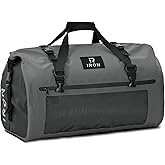 BORLENI Waterproof Motorcycle Dry Duffel Bag Luggage Tail Bag with Large Storage Space,Roll Top Closure, Shoulder Straps, Inner Pocket and Mesh Pocket for Motorcycling Travel Camping (Grey,30L)