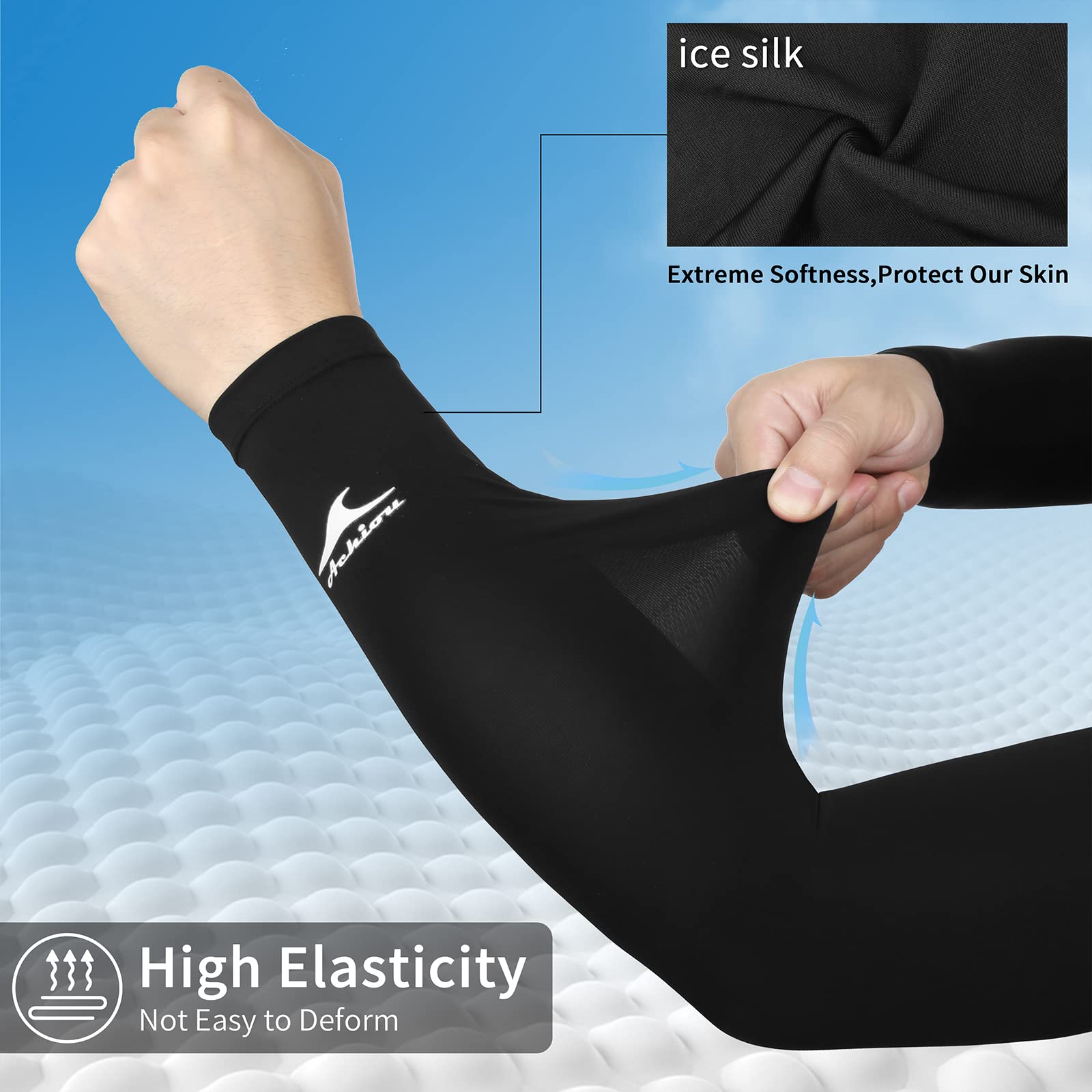 Achiou Cooling Ice Silk Arm Sleeves, Summer UV Sun Protection Compression Sleeves UPF 50+ for Women Volleyball Youth Sports
