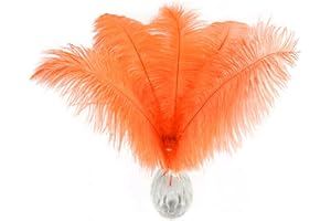 Piokio 20 pcs Orange Ostrich Feather Plumes 12-14 inch(30-35 cm) Bulk for DIY Thanksgiving Decorations, Wedding Party Centerpieces, Gatsby Decorations