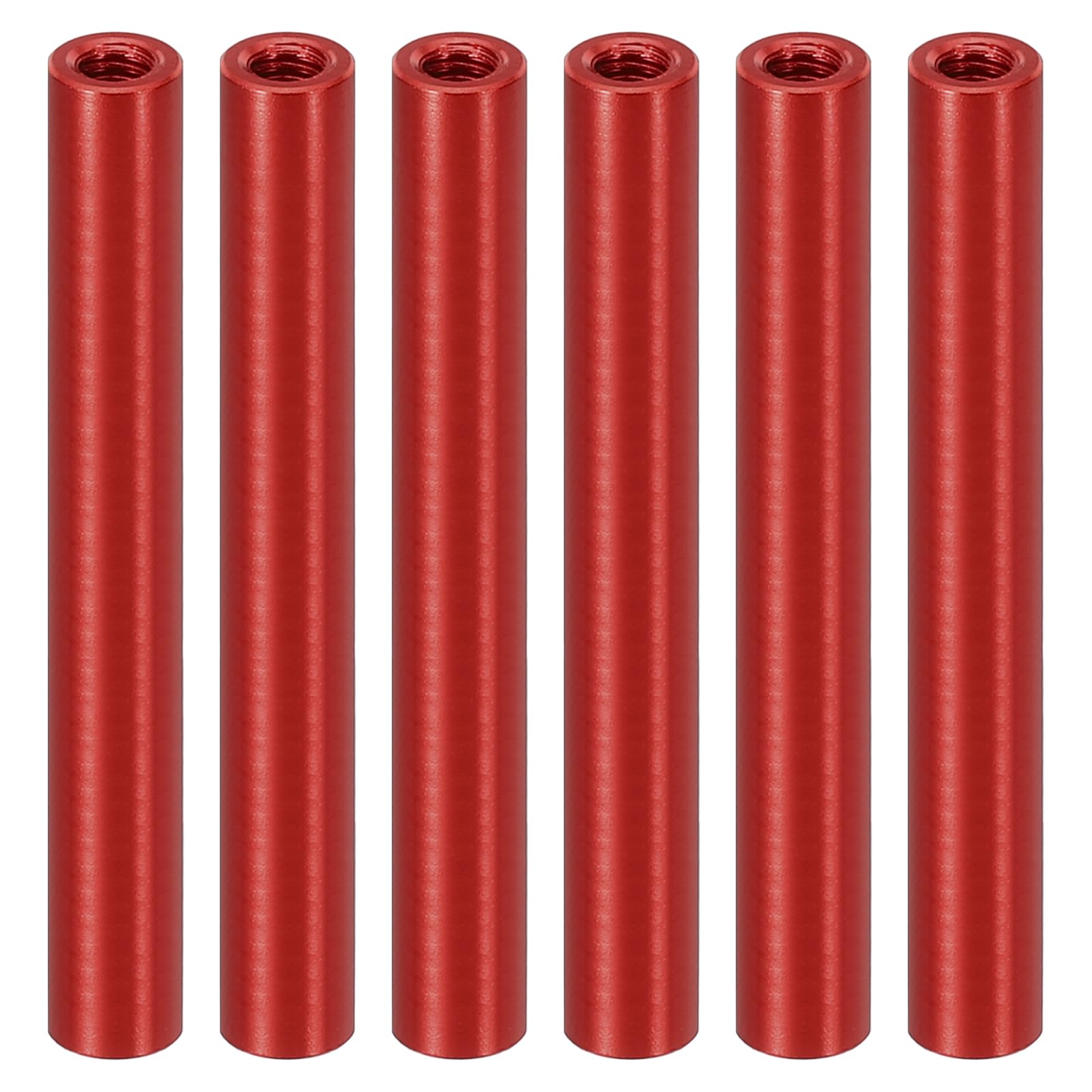 PATIKIL 6pcs M3 Metal Threaded Standoff Spacer Nuts, Round Aluminum Spacers Female Coupling Screws, 1/8" ID x 3/16" OD, Red, (45mm L) โ image 1