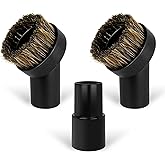 3PCS Horse Hair Brush Vacuum Attachment Set - Black Round Horse Hair Vacuum Attachments &amp; Brushes - Shop Vac Brush Attachment for Most Vacuum Cleaners Accessories - 1 1/4" Vacuum Attachments Included