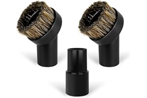 CHASEROAD 3PCS Horse Hair Brush Vacuum Attachment Set - Black Round Horse Hair Vacuum Attachments & Brushes - Shop Vac Brush Attachment for Most Vacuum Cleaners Accessories - 1 1/4" Vacuum Attachments Included