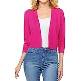 Urban Look Women's Basic 3/4 Sleeve Open Front Light Weight Sweater Cardigan