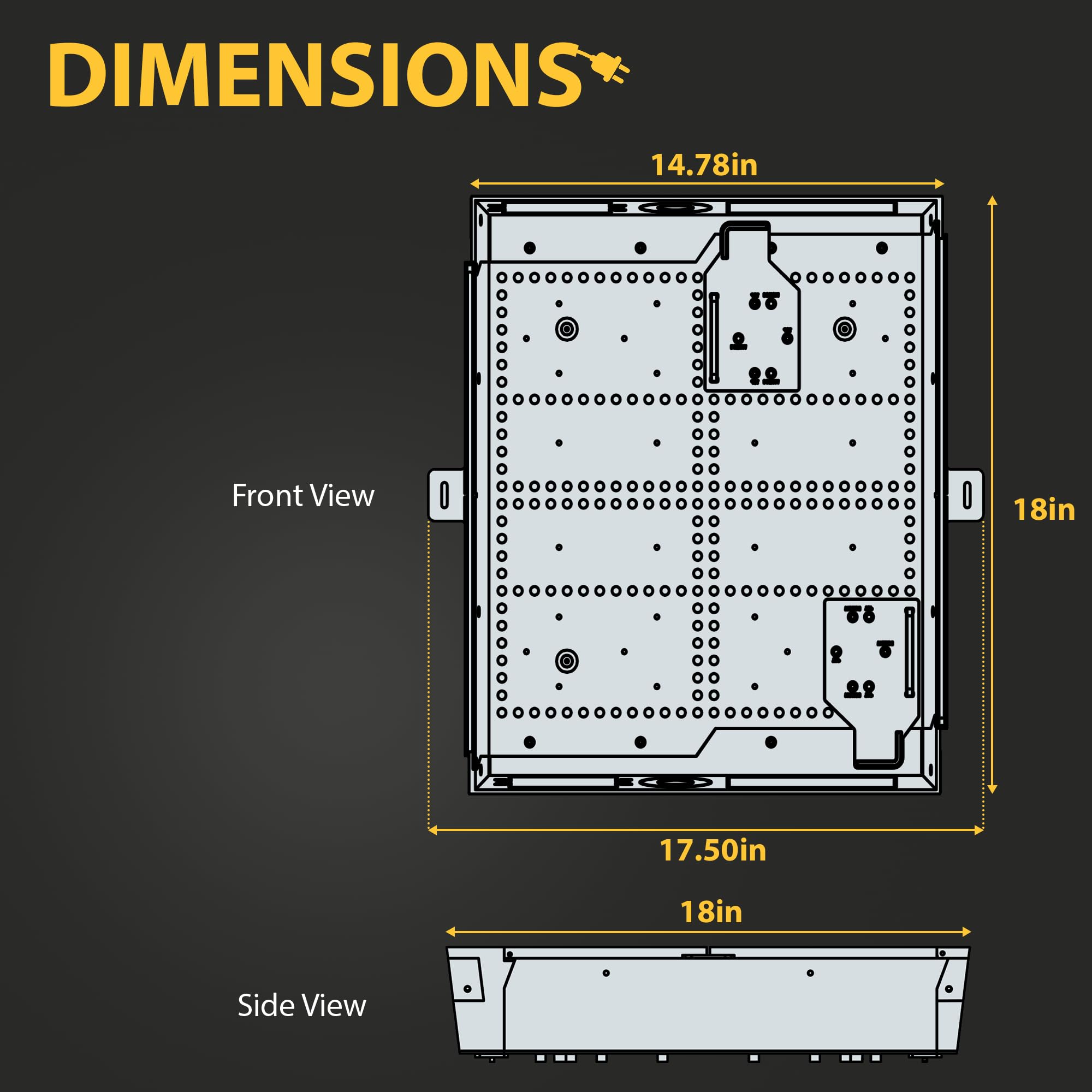 DataComm Electronics 45-8017-1 Multi-Functional Recessed Media Box For Seamless Home & Office Connectivity Solutions, In Wall Box, Hides TV Outlet & Cables (No Receptacle)