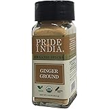 Pride Of India- Organic Ginger Fine Ground- 1.65oz (46.7gm) Small Dual Sifter Jar, Certified Organic Indian Spice, Best for P