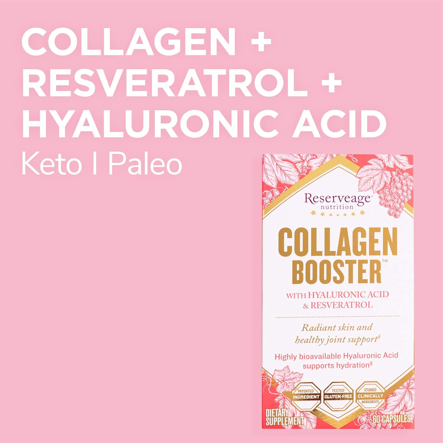 Reserveage, Collagen Booster, Skin and Joint Supplement, Supports Healthy Collagen Production, 60 capsules (30 servings) : Collagen Mineral Supplements : Beauty