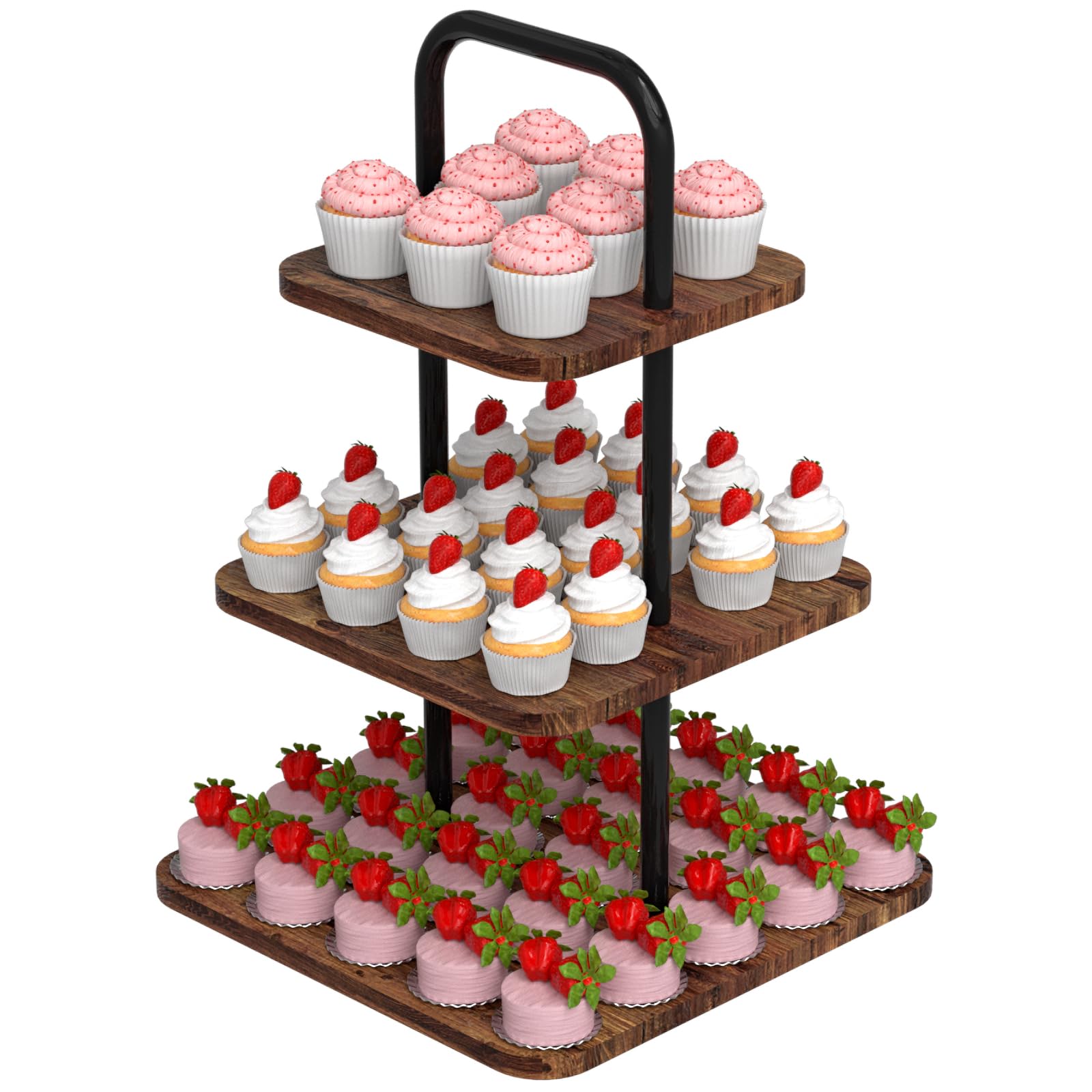 Photo 1 of VyGrow Cupcake Stand, 3-Tier Dessert Stand for 32 Cupcakes, Wood & Metal Tower Display Premium Holder Dessert Tree Tower for Wedding Graduation Birthday Christmas Party, Serving Tray