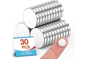 Junarter 30Pcs Mini Small Magnets, 12x2mm Button Magnets, Tiny Magnet for Crafts, Multi-Use Small Magnet Round Perfect for Whiteboard, Map, Office,Home,Shool
