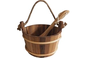 HOME SAUNA EXPERIENCE HSE Cedar Sauna Bucket & Ladle (4L, Red Cedar)