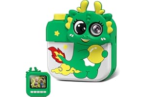 Hangrui Kids Camera Instant for 3-8 Toddlers Boys Girls, 2.0 Inch Screen 12MP/1080P HD Video Baby Digital Camera with Print Function, Green A