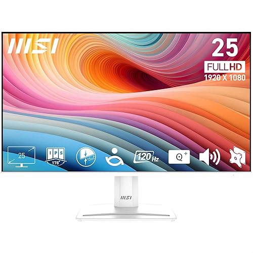 MSI PRO MP251W E2 24.5" FHD Office Monitor - 1920 x 1080 IPS Panel, 4-Sided Frameless, 120 Hz Refresh Rate, Eye-Friendly Screen, Built-in Speakers, Tilt-Adjustable - HDMI 2.0b, DP (1.4a), D-Sub (VGA)