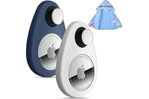 LULAVEN Airtag Holder for Kids Hidden 2 Pack GPS Tracker Case, Anti-Removal Airtag Silicone Case with Pins, Suitable for Children, Elderly, Pets, Backpack, Luggage(Navy Blue, White)