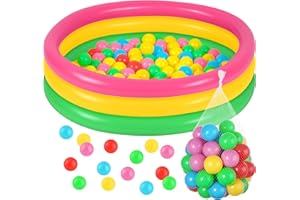 Honoson Inflatable Kiddie Pool Baby Pool with 50 Pcs Balls, Inflatable Swimming Pools Blow up for Beach Water Play Backyard Summer Indoor and Outdoor Party Supplies(47.2 Inch)