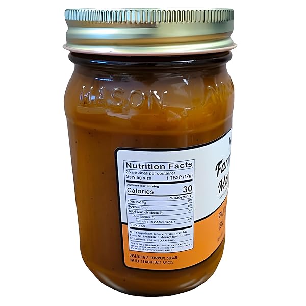 FARMERS MARKET PRESERVES, DELICIOUS FALL HARVEST GIFT, GOURMET HOLIDAY, BREAKFAST, BRUNCH, HANDCRAFTED, 100% NATURAL INGREDIENTS, GLASS MASON JAR, (PUMPKIN BUTTER)