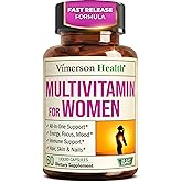 Multivitamin for Women with Bioavailable Vitamins, Minerals, Vitamin D, B12, C, A & Zinc for Energy, Focus and Immune Health – Premium Womens Multivitamins & Multiminerals – 60 Liquid Caps