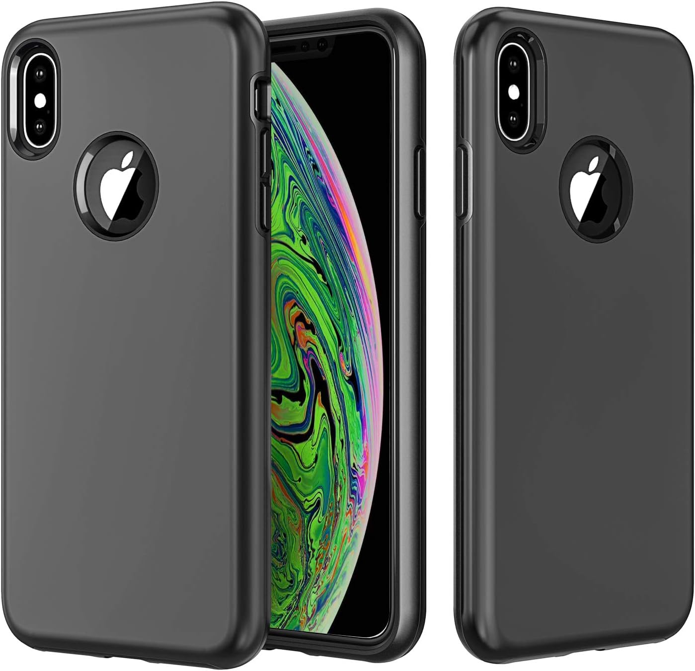 Vproof iPhone Xs Max Case, Heavy Duty Shock Absorption Protective Case, Soft Interior TPU Bumper Cover + Durable Hard Shell PC Back Hybrid Slim Case for Apple iPhone Xs Max 6.5 Inch 2018(Black)
