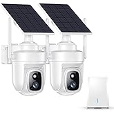 KUIKEO 4K Security Cameras Wireless Outdoor with 360° Pan&Tilt,Auto Human Motion Tracking Cameras for Home Security,No Subscription,2.4G&5GHz WiFi Compatible,Color Night Vision,Solar Powered,2 Cam-Kit