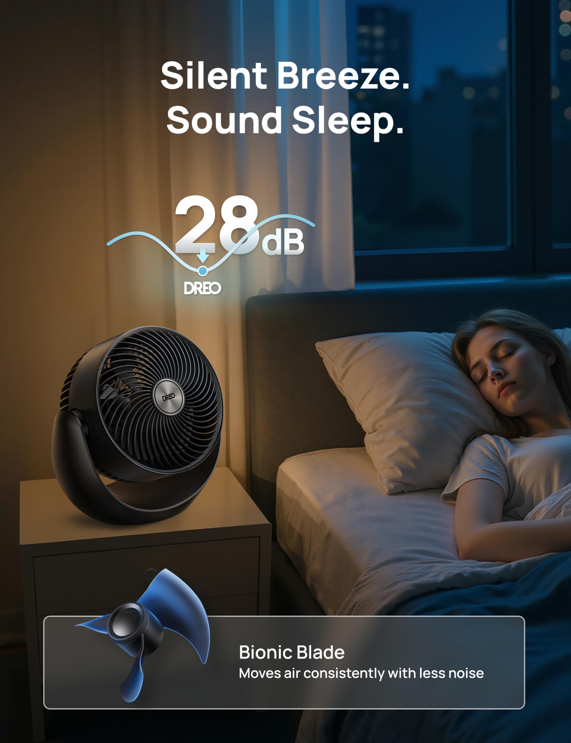 Dreo Fan for Bedroom, Floor fans for Whole Room, 40ft Strong Airflow, 120° Adjustable Tilt, 28db Low Noise, Quiet, 11 Inch, 3 Speeds, 2025 New Air Circulator for Office, Kitchen, Home