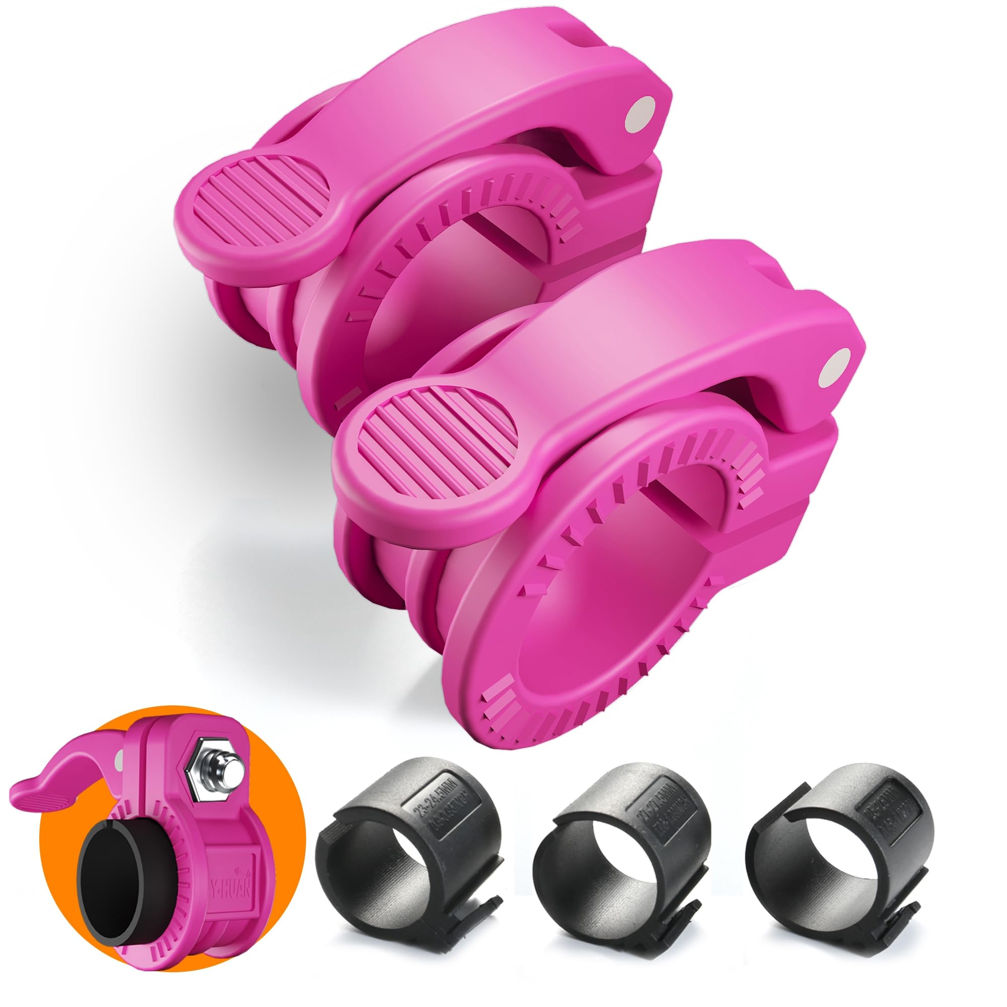 ZY-HUAN Mini Barbell Clips 1 inch I Multi-Size Adjustable Barbell Collar I 1 inch Barbell ClampsIQuick Release Weight Clips Pair of Locking for Dumbbell Bar (ROSE)