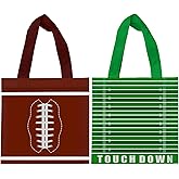 HABDJILTY 20 Pcs Football Themed Party Favor Bags, Reusable Non-Woven Gift Bags with Handles, Football Field Design Goodie Bags for Birthday, Game Day, Outdoor Party Supplies
