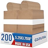 GSSUSA 200 Pack Brown Paper Bags 5.25x3.75x8 Inch Small Gift Bags with Handles Bulk, Brown Kraft Bag for Small Business, Sturdy Grocery Retail Shopping Birthday Party Favor Craft Bag