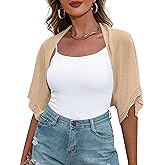Totatuit Women's Short Sleeve Bolero Shrug for Dresses Open Front Knit Cropped Cardigan Loose Sheer Cardigan Sweater