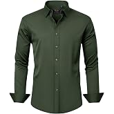 J.VER Men's Dress Shirts Solid Long Sleeve Stretch Wrinkle-Free Formal Shirt Business Casual Button Down Shirts