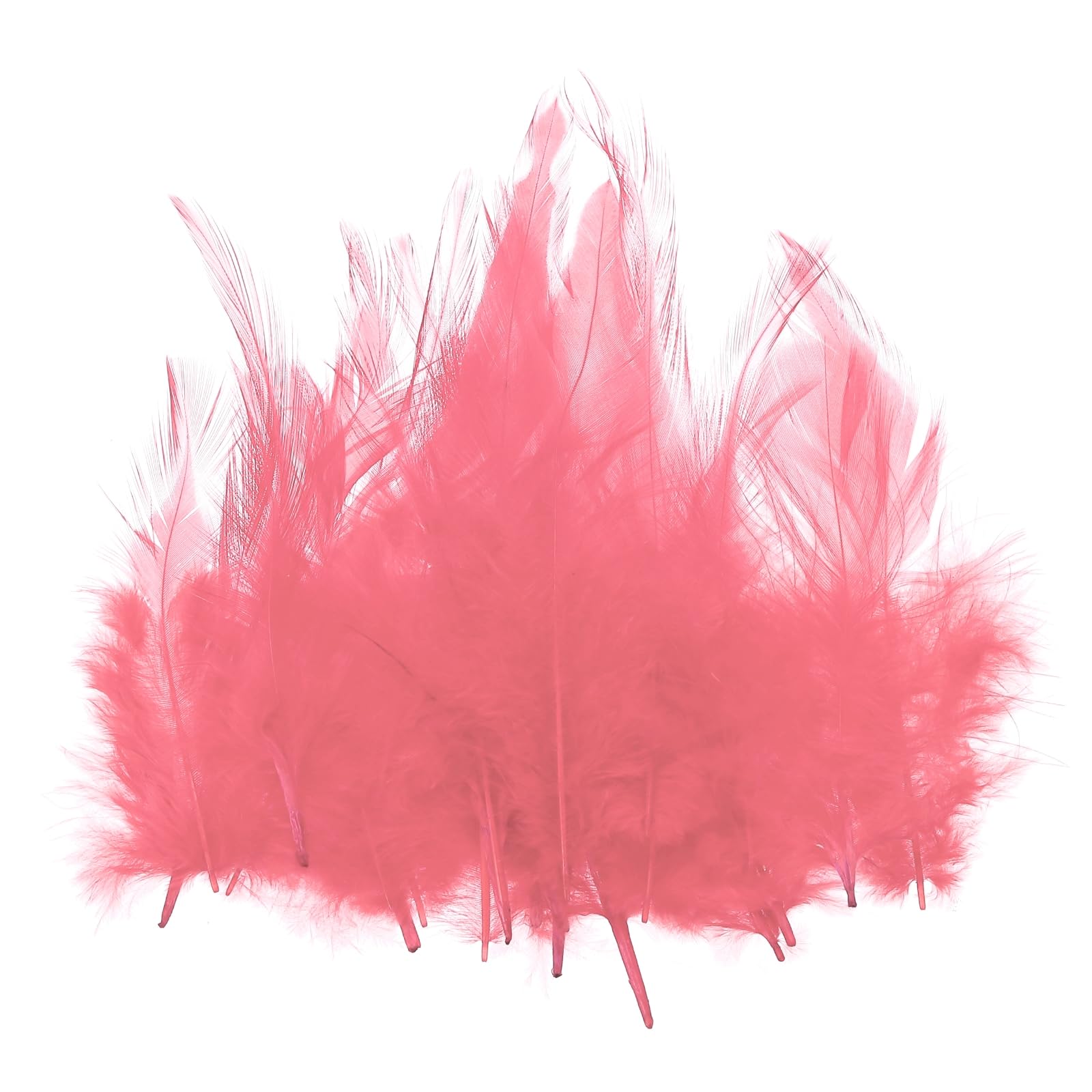 PATIKIL 3-5 Inch Rooster Feathers, 100 Pack Bulk Natural Feathers for Crafts Colorful Fluffy Craft Feathers for Dream Catcher Handwork Clothing Costumes Wedding, Light Red