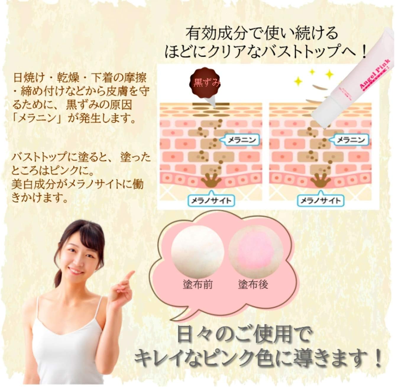 Amazon 黒ずみ 乳首 バストトップ エンジェルピンク Natura Blanc ノーブランド品 保湿乳液 クリーム 通販