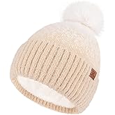 FZ FANTASTIC ZONE Womens Winter Hats Warm Knit Fleece Lined Cap Pompom Beanie Hats for Women Cold Weather