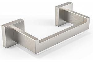 BATHDANCE Brushed Nickel Toilet Paper Holder Wall Mount, Square Stainless Steel Rustproof Double Post Pivoting Tissue Roll Holder for Bathroom, Commercial Toilet Paper Dispenser, Sliver