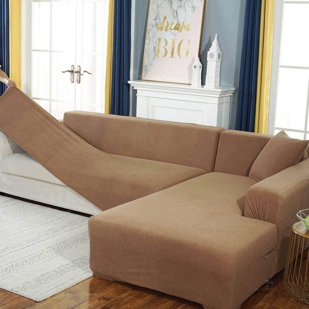 SHAFAJNC Solid Color Anti-Slip Anti Scratch Couch Cover,1 2 3 4 Seater Stretch Elastic Sofa Slipcover Spandex Sectional L Shape Sofa Cover Pets Kids Children Dog Cat-B-Oversized sofa