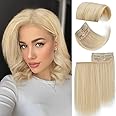Cisyia Blonde Hair Toppers for Women - Synthetic Clips, 4 PCS Invisible Hair Extensions Adding Volume to Short Hairpieces for Daily Use