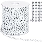 Yaocom 50ft 4.5mm Ball Beaded Chain with 50 Connectors for Roller Shade & Vertical Window Blinds, Dog Tag Chain, Jewelry Making/Crafts & DIY Projects(White)
