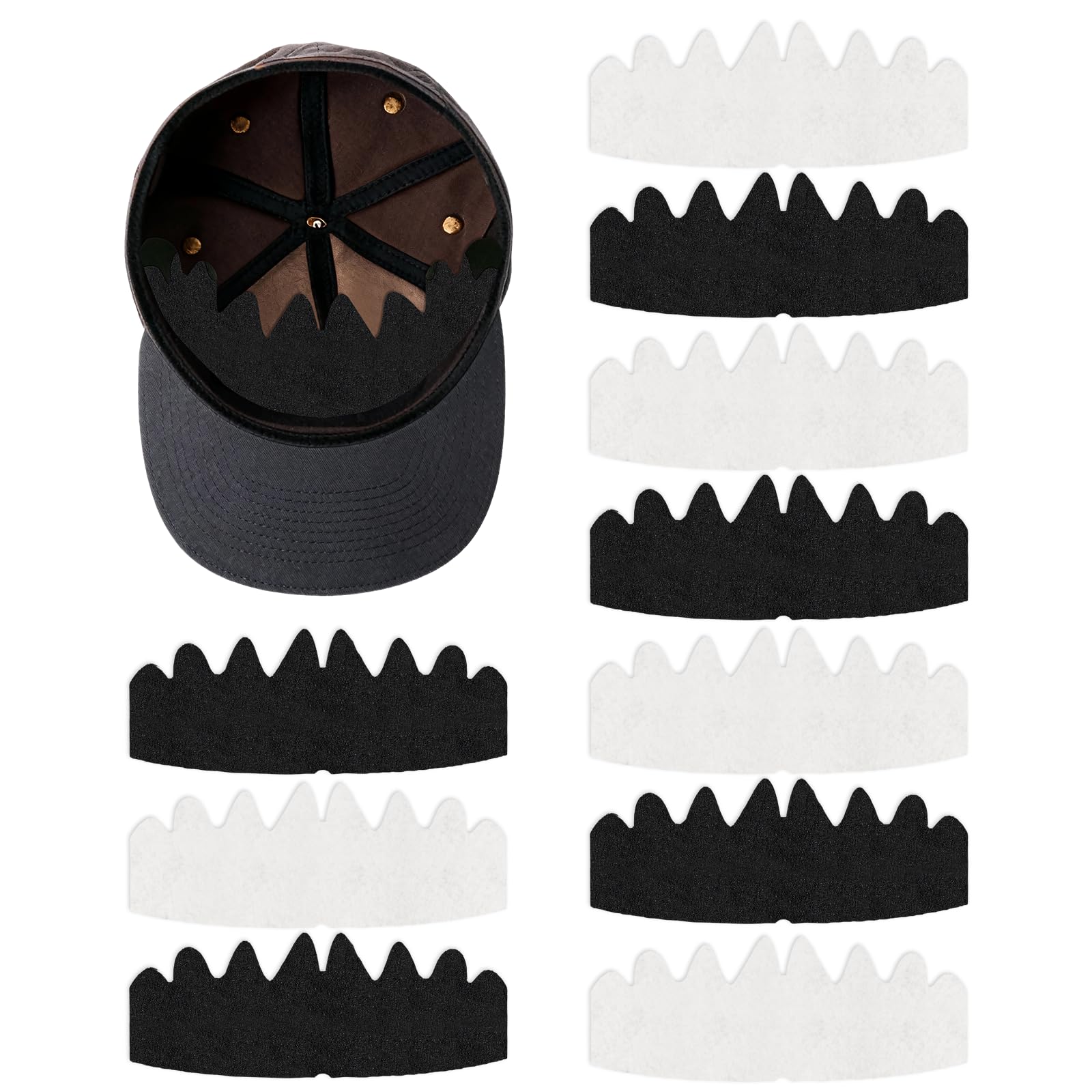 Photo 1 of 10 PCS Baseball Caps Inserts, Flexible Washable Reusable Hat Sweat Liner, Hat Liners Sweat Protection, Hat Shaper Insert, Hat Stiffener, Baseball Cap Sweat Liner (Black & White)
