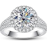 AnuClub Halo Moissanite Engagement Rings 3.8-4.75cttw(3ct Center Stone) D Color VVS1 925 Sterling Silver Vintage Anniversary Wedding Promise Rings for Women with Certificate