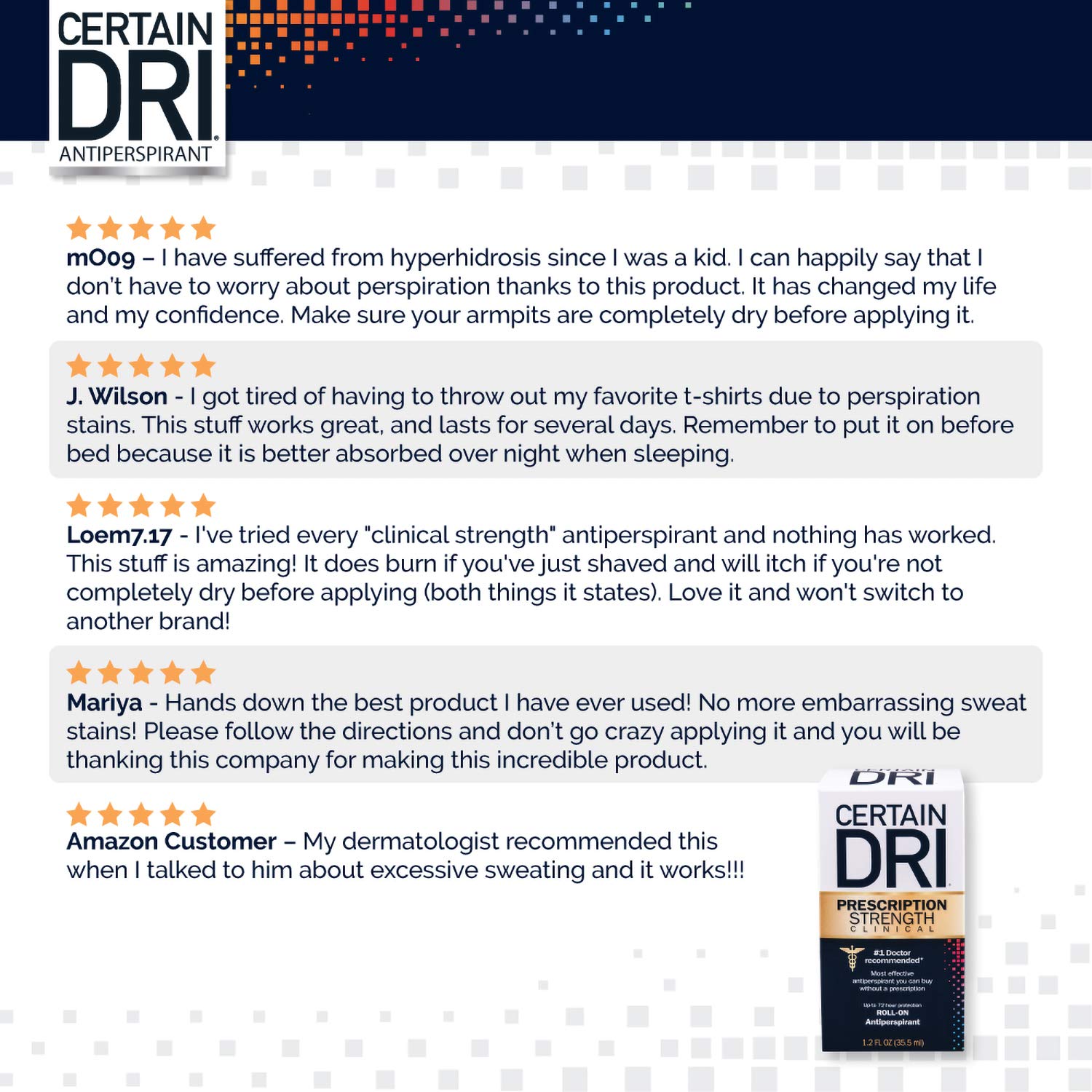 Certain Dri Prescription Strength Clinical Antiperspirant - Doctor Recommended Hyperhidrosis Treatment - 72 Hour Protection from Excessive Sweating - Roll-On - 1.2 Fl Oz - Pack of 1 : Beauty