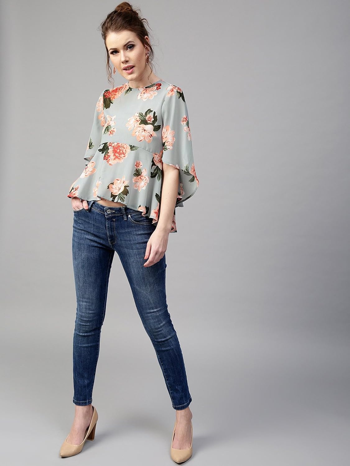 poison ivy casual short sleeve floral print women ice bluetop