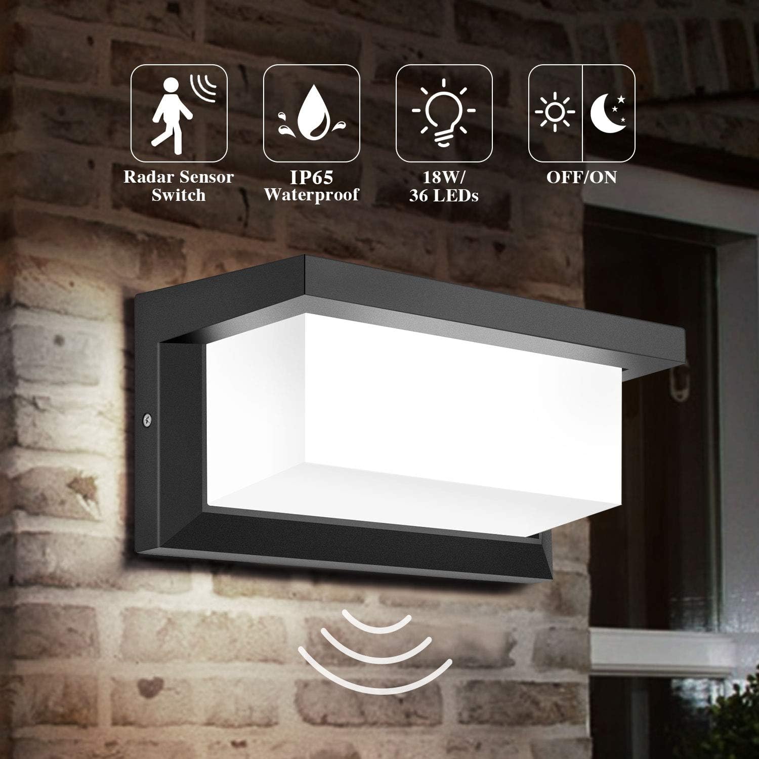 DECMAY LED Outdoor Wall Light,18W Outdoor Lighting IP65 Waterproof