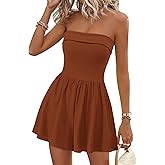 KIRUNDO Summer Rompers For Women 2026 Casual One Piece Strapless Tube Top Sleeveless Skort Short Jumpsuit Beach Vacation
