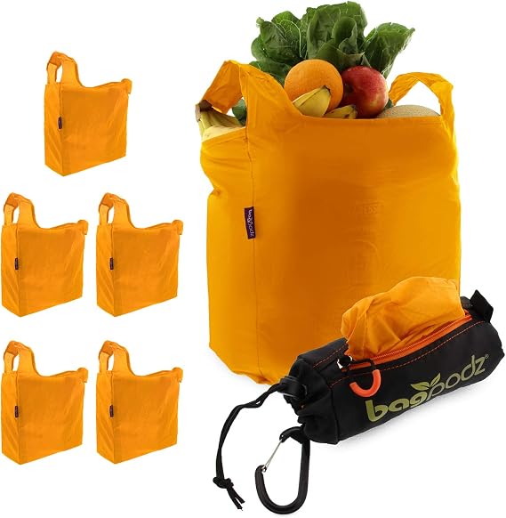 BagPodz reusable bag set with five bags for grocery carry