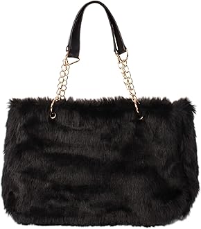 black fur shoulder bag