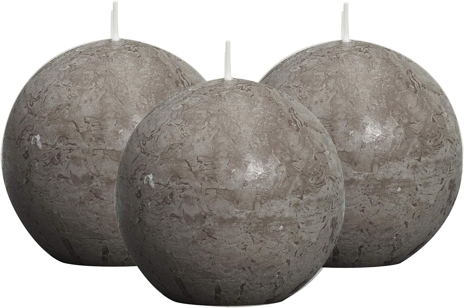 BOLSIUS Unscented Gray Round Candle Set of 3 Unique Long