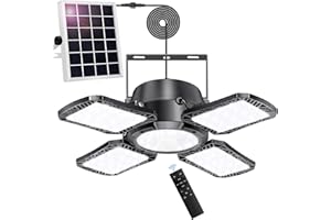 Auzev Solar Shed Light Indoor Outdoor Upgrade 176 LED 4 and 1 Heads Solar Powered Motion Sensor Pandent Daytime Work Lights with 4 Modes Remote Control Security lamp for Garage Gazebo Barn