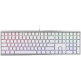 Cherry MX 3.0 S Wired Mechanical Gaming Keyboard. Aluminum Housing Built for Gamers w/MX Red Switches. RGB Backlit Color Display Over 16m Colors. from The Makers of MX. Full Size. Pure White.