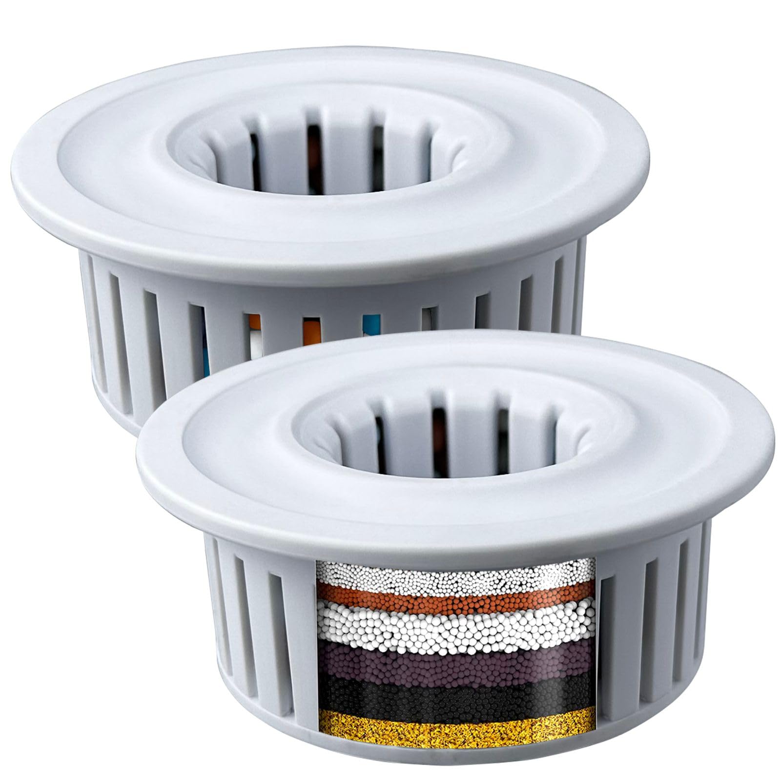 2 Pack Shower Filter Cartridges, Voolan Replacement Multi-Stage Shower Head Filter Cartridge, Longest Lasting High Output Universal Shower Filtered Remove Chlorine and Harmful Substances — image 1