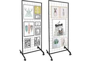NEESEEYEE 2' x 5.5' Gridwall Panel Display Stand Gridwall Panels Tower with T-Base Floorstanding, Detachable Girdwall for Easy Transport, Standing Grid Tower, Craft Fair Display Rack, Retail Display