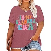 Plus Size Grandma Shirts for Women Grandma Heart Tshirt Mama Floral Tees Casual Short Sleeve Tops