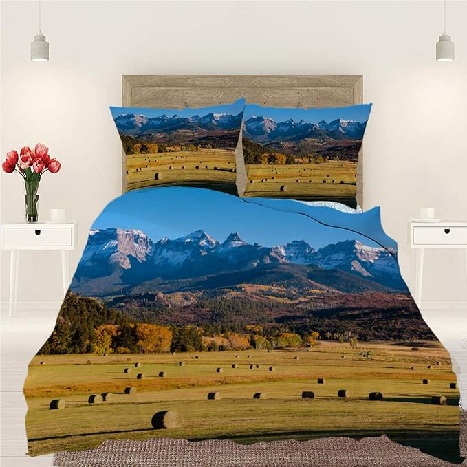 BEISISS Ranch 3 Piece Bedding Duvet Cover Set,Autumn Nature